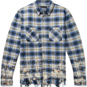 High quality Men's Purple Black Plaid Flannel <b>Shirt</b> Long Sleeve Casual Turn-down Collar 100% Cotton Autumn Wear - Product Image 6