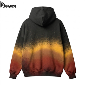 Sweat à capuche en molleton personnalisé de haute qualité, imprimé par sublimation, unisexe, effet dégradé coucher de soleil, style peinture pulvérisée - Product Image 2