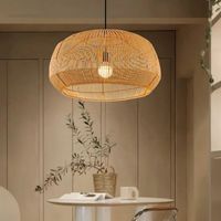Lustre industriel moderne, suspension, abat-jour, grand support en bambou, salle à manger, cuisine, salon, luminaires de plafond