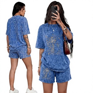 Conjunto de Camiseta y Pantalones Cortos Deportivos para Hombre, Verano, Casual, 100% Algodón, Estampado Animal Bordado, Cuello Redondo, Secado Rápido, Transpirable, Compresión - Product Image 1