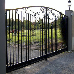 Modern Steel Driveway Gate with Decorative Wrought Iron Details for Main Entrance and Residential <b>Security</b> Use with Elegant Art - Product Image 6