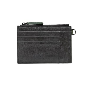Highly Recommended Castello Genuine Leather Cowhide ID <b>Card</b> <b>Holder</b> <b>Wallet</b> Black Washed Vintage Tone Zipper Closure Polyester - Product Image 4