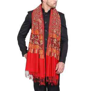 Chal de Lana Pashmina Bordado de Lujo, Suave, Cálido, Transpirable, Tradicional, Hecho a Mano, Elegante, Sólido, para Invierno, Formal para Hombre - Product Image 1