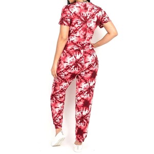 Women Tie Dye Crop Top Jogger Set 2 Piece <b>Matching</b> Tracksuit Lounge Wear Summer Casual Full Length Drawstring Pockets - Product Image 5