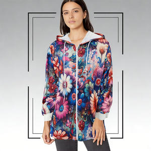 Offre Spéciale sur Temu : Sweat à Capuche Floral Attrayant pour Femme, Léger et Décontracté à Manches Longues avec Cordon de Serrage pour le Quotidien - Product Image 5