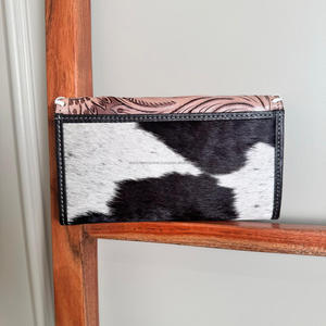 Embrague de Piel Auténtica para Mujer, Piel de Vaca Estampada, Tallado a Mano, Estilo Occidental, Multiusos, Novedad - Product Image 4