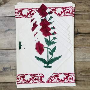 Set de table et serviettes imprimés à la main - Achetez des sets de table personnalisés, des nappes peintes à la main, des sets de table et serviettes imprimés à la main en stock - Product Image 1