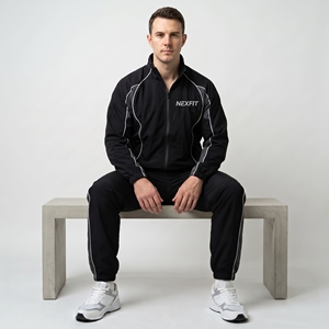 ชุดเซ็ตเสื้อฮู้ดและกางเกงวอร์มลำลองสำหรับผู้ชาย Nexfit รุ่นคัสตอม สำหรับฤดูใบไม้ร่วง ผ้าฟลีซสีบล็อก 100% ผ้าฝ้าย ไซส์พลัส ขายส่ง รับผลิตแบบ OEM ODM - Product Image 4