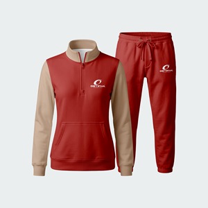 2026 New Design Solid Casual Regular Fit Full Sleeve Lightweight Breathable Winter Wear <b>Women's</b> <b>Quarter</b> Zipper Tracksuit Set - Product Image 3