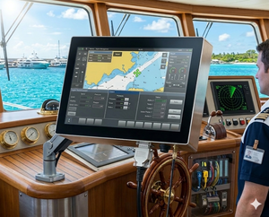 Écran tactile industriel marin étanche IP67 (PCAP/Résistif) avec gradation automatique, télécommande IR et boîtier en aluminium - Product Image 1