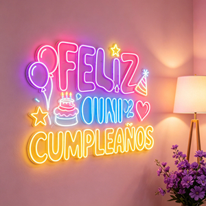 Enseigne néon personnalisable en cristal « Joyeux Anniversaire » alimentée par USB, décoration murale avec luminosité réglable pour publicité de fête d'anniversaire - Product Image 3