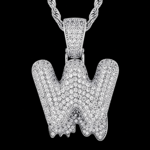 Prix de gros Collier pendentif lettre plaqué argent entièrement serti de moissanite style Hip Hop unisexe, bijou cadeau - Product Image 5