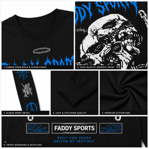 เสื้อยืดแขนยาวโอเวอร์ไซส์สไตล์สตรีทแวร์สำหรับผู้ชาย ผ้าคอตตอนหนานุ่ม พิมพ์ลายกราฟิกหัวกะโหลกสไตล์วินเทจ Y2K โกธิค - Product Image 6