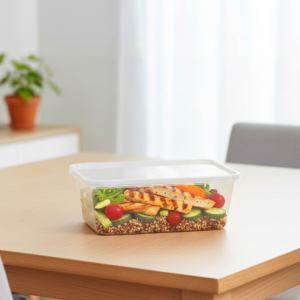 Freshness Seal 1000ml Reusable Waterproof BPA Free Food-To-Go Box Clear Injection-Molded Plastic <b>Container</b> Rectangular Carryout - Product Image 3