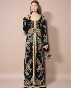 AWAIS HOUSE Dubai Moroccan <b>Plus</b> <b>Size</b> Lightweight Handmade Beaded Sequined Velvet Polyester Floor Length Long Sleeve Arabic - Product Image 5