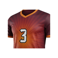 Ensemble de maillot et short de football personnalisé en polyester 100% avec sublimation, col en V, marron, motif goutte de slime, unisexe