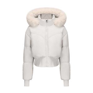 Puffy Pillar Fur Collar <b>Hooded</b> Fur <b>Coats</b> Puffer Jacket Fashion White Duck Down Jackets Female Women <b>Winter</b> <b>Ladies</b> Loose Overcoat - Product Image 3