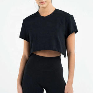 Camiseta Corta Informal para Mujer, Tejido de Algodón Suave, Cuello Redondo, Manga Corta, Corte Regular Cómodo, Camiseta Corta Básica y Elegante para Mujer - Product Image 3