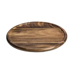 Présentoir Lazy Susan Serve en bois de haute qualité Design de luxe en bois d'acacia Rotation et étagères rondes