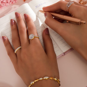 Lab Grown Diamond Beaded Double <b>Row</b> Band Ring - Product Image 6