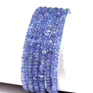 ลูกปัดแทนซาไนต์ทรงรอนเดลเหลี่ยมเพชรพลอยคุณภาพสูง ขนาด 3.5-4.5 มม. ความยาว 16 นิ้ว สำหรับทำเครื่องประดับจากพลอยธรรมชาติ - Product Image 2