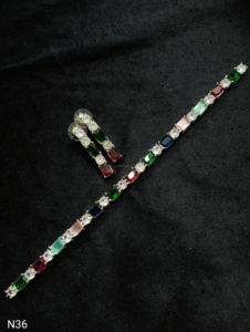 Conjunto de joyería nupcial de diamante americano clásico, collar y pendientes de dos piezas para boda, estilo clásico de moda - Product Image 4