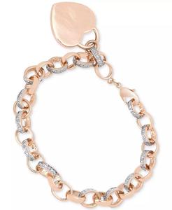 Bracciale a catena con scritta a cuore con accento di diamanti 7 "| Macacy's - Product Image 1