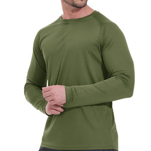 Camiseta de Manga Larga para Hombre, Color Verde Oliva, de Secado Rápido, Tejido de Punto, Corte Regular, Cuello Redondo, Estilo Casual, Color Sólido - Product Image 4