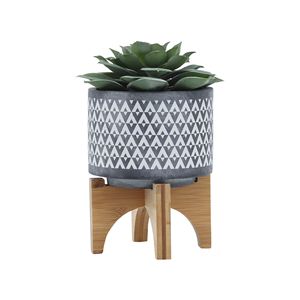 Màu xám gốm 5 \ "<span class=keywords><strong>Aztec</strong></span> trồng với gỗ đứng Chic chậu hoa & planter Set - Product Image 4