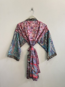 Handmade Silk Kimono Robe Soft Comfy Lounge Wear Silk <b>Dress</b> - Product Image 6
