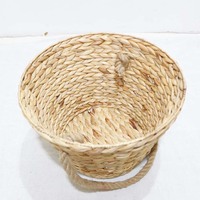 Panier de rangement tressé en jacinthe d'eau avec poignée en corde rustique, couvercle de pot de fleurs, organisateur suspendu pour la décoration de la maison et du jardin