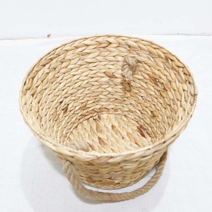 Water Hyacinth Woven <b>Storage</b> <b>Basket</b> Rustic Rope Handle Planter Cover <b>Hanging</b> Organizer for Home Garden Decor - Product Image 1