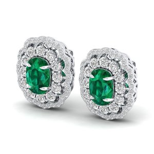 REYES Cushion Cut 4.95 Carat <b>Emerald</b> Gemstone <b>Earrings</b> For Women 14K Gold IGI Certified Diamond Screw Back <b>Stud</b> <b>Earrings</b> - Product Image 4