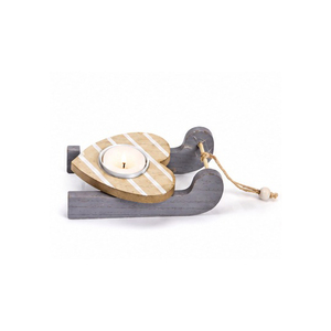 Portavelas de madera con forma de trineo, decoración navideña artesanal tradicional - Product Image 4