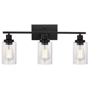 Modern 3-<b>Light</b> Wall <b>Sconce</b> with Clear Glass Shade for Bathroom Vanity and Living Room Porch Mounted <b>Light</b> Fixture - Product Image 3