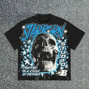 Camiseta de algodón de gramaje alto para hombre, estilo streetwear, corte cuadrado, top corto, con estampado gráfico y ajuste oversize - Product Image 5