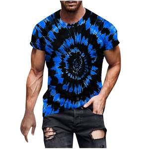 Men's Regular Fit Tie Dye T-Shirt Festival Hippie <b>Tops</b> Vintage <b>Distressed</b> Printed Streetwear Crewneck for Daily Wear 100% Cotton - Product Image 2