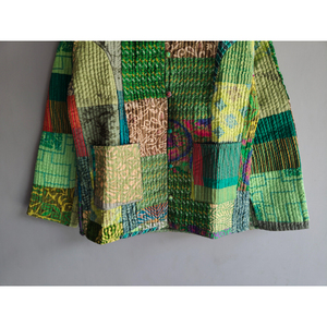 Chaqueta acolchada de algodón con estampado floral y parches hechos a mano, con botones, informal, para invierno, para mujer, regalo para ella. - Product Image 3