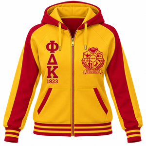 Sudadera con Capucha PDK para Mujer, Estilo Varsity, Suave y Cómoda, con Cierre Completo, Dobladillo Acanalado a Rayas y Bolsillos Tipo Canguro - Product Image 3