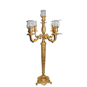 Candelabros de Menorah judía hechos a mano de aluminio, candelabros religiosos, Menorah de Metal dorado con soporte de mármol, diseño geométrico - Product Image 1
