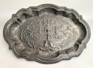 Factory Direct sale Eco-Friendly Vintage Silver Plated Oval Shaped Durable Handmade Serving <b>Tray</b> Engraved Gift for New <b>Kitchen</b> - Product Image 2