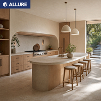 Armoire de cuisine intelligente Allure, étanche, haute résistance à l'humidité, sans poignée, avec panneaux plats en bois, pour la maison