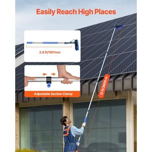 Kit palo per la pulizia del pannello solare allungabile di 12FT 65.6FT tubo 180 gradi testina spazzola per la casa finestra esterna Caravan Deck - Product Image 4