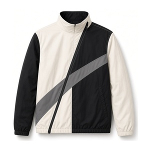Veste coupe-vent en polyester pour homme, personnalisable, légère, colorblock, fermeture éclair intégrale, pour course en extérieur, résistante au vent, décontractée - Product Image 2