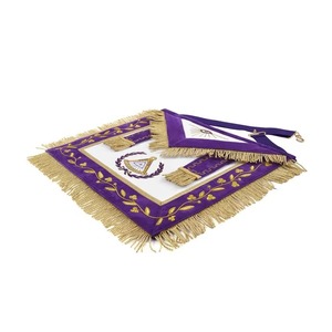 Delantal Masónico Étnico Grand Master Blue Lodge de Terciopelo Morado con Hilos Dorados y Flecos de Encaje Dorado para Todas las Estaciones MAP-0121 - Product Image 2