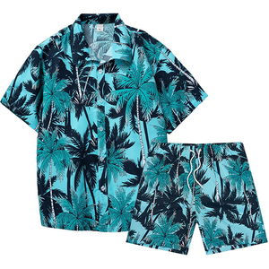 Ensemble deux pièces d'été haut de gamme pour homme : chemise hawaïenne imprimée et short – Vente en gros fabricant - Product Image 2