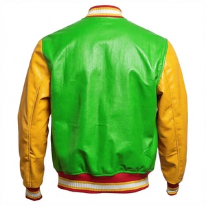 TRIARROW EXPORTS Custom Green <b>Yellow</b> Wool Leather Bomber <b>Jacket</b> Letterman <b>Jacket</b> High School Baseball <b>Jacket</b> Unisex Waterproof - Product Image 1