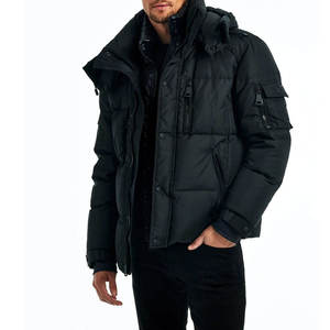 Chaqueta de Invierno para Hombre, Negra, Acolchada, Impermeable, Transpirable, Casual, con Cierre de Cremallera, Color Sólido, 100% Nailon - Product Image 1