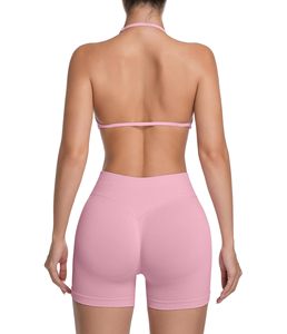 Gym Yoga Active Workout Sets For Women Breathable Spandex Yoga Sets Two Piece Tank Top Matching High Waist <b>Booty</b> Lifting Shorts - Product Image 2