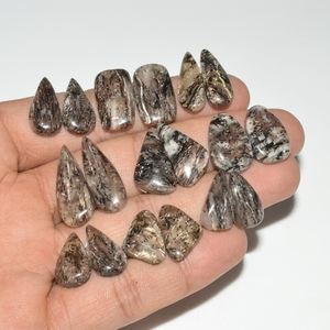 Pares de Mica Natural de Diseño |   Piedras Grises/Negras Seleccionadas a Mano |   Tamaño 15-25 mm |   100g de Plata para Fabricación de Joyería - Product Image 2